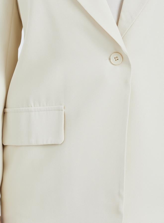 ستايلي بليزر كريمي واسع بياقة مدببة - Image 2